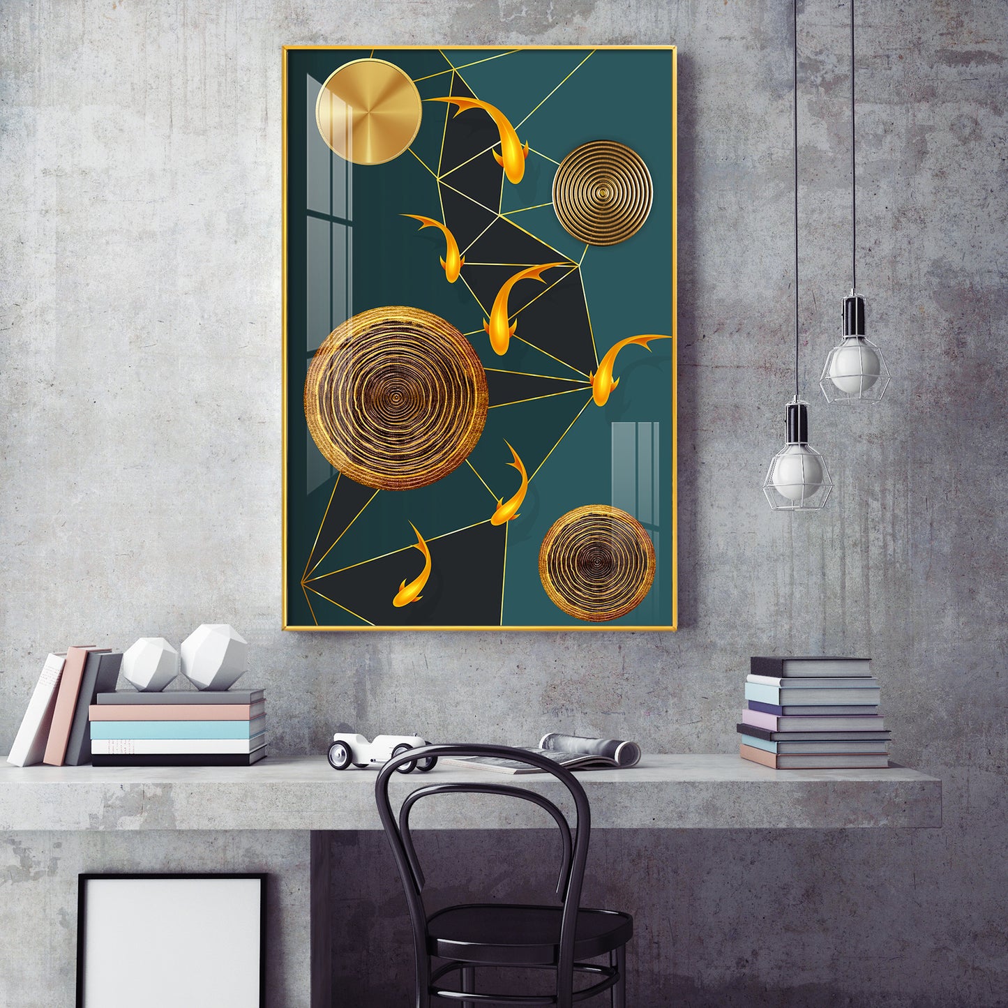 Aquatic Elegance Glass Finish Vertical Wall Art