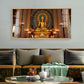 Buddha In Golden Incarnation Glass Finish Horizontal Wall Art