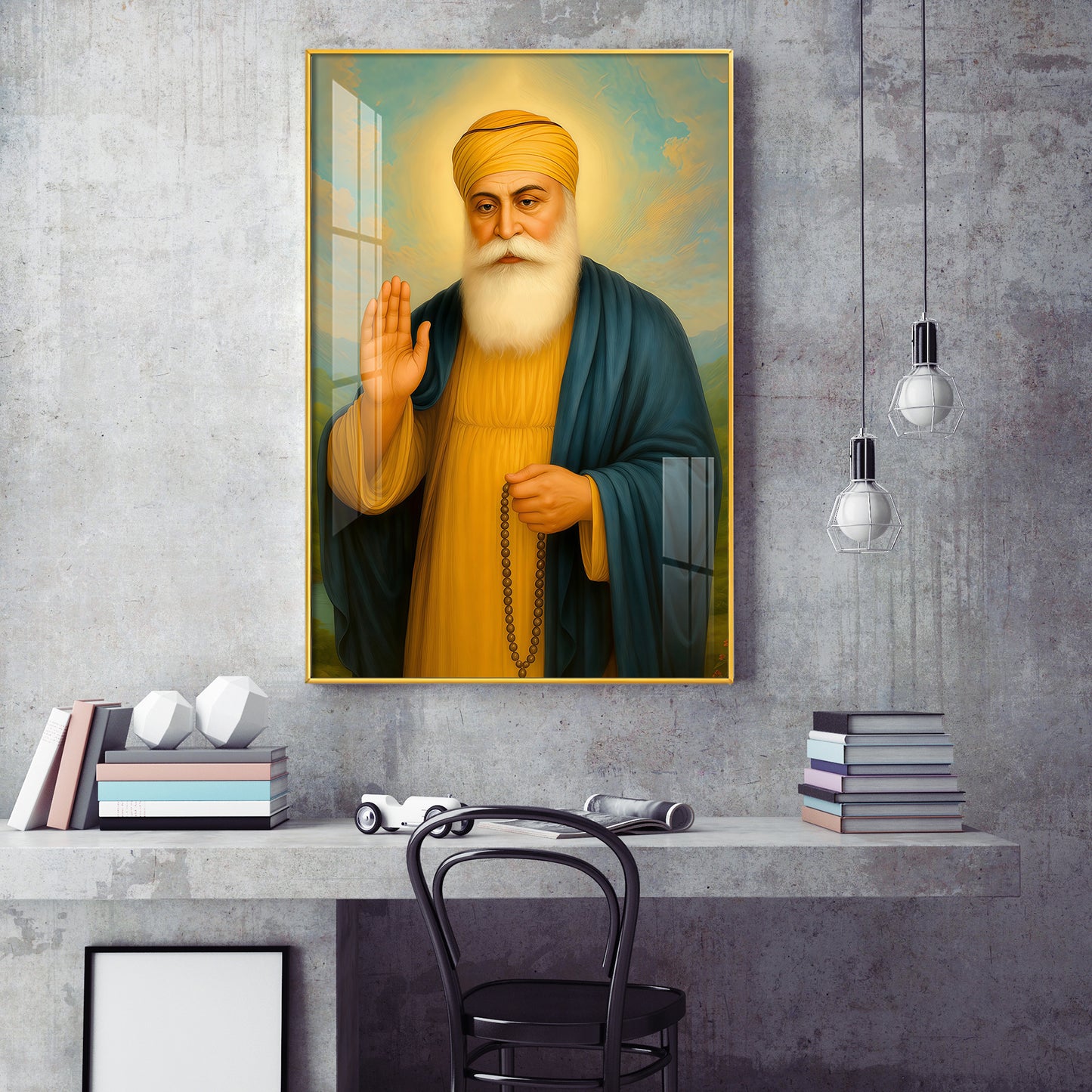 A Tribute to the Guru Glass Finish Vertical Wall Art