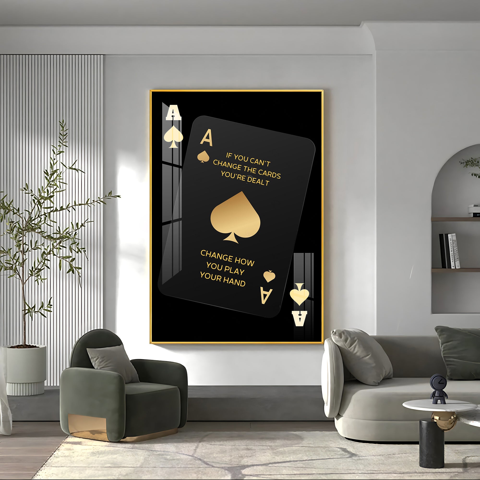 Luxe Ace of Spades Glass Finish Vertical Wall Art