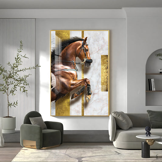 Radiant Horse Glass Finish Vertical Wall Art