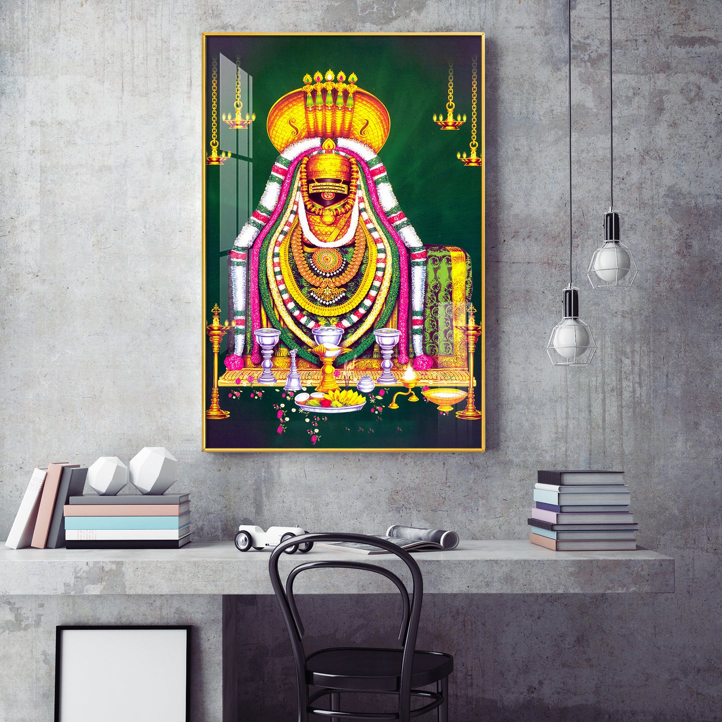 Thiru annamalaiyar Glass Finish Vertical Wall Art