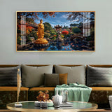 Buddha Statue In Historic Glass Finish Horizontal Wall Art