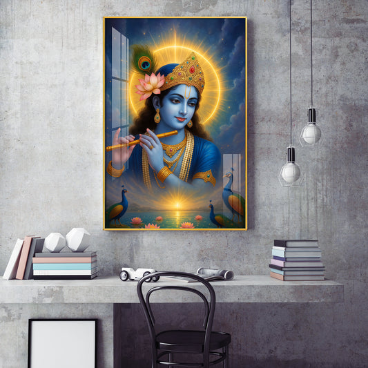 Krishna's Artistry for Modern Homes Glass Finish Vertical Wall Art