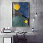Abstract Yellow and Blue Glass Finish Vertical Wall Art
