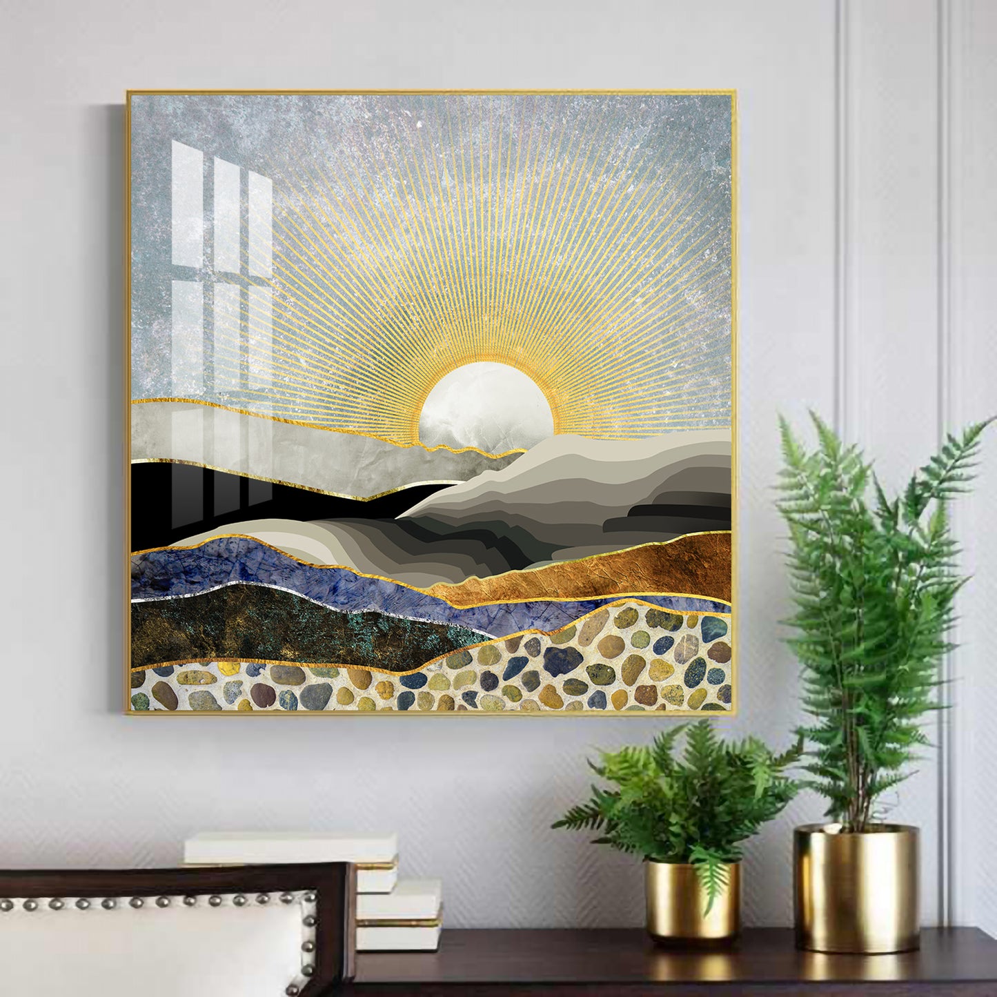 Evening Glow Glass Finish Square Wall Art