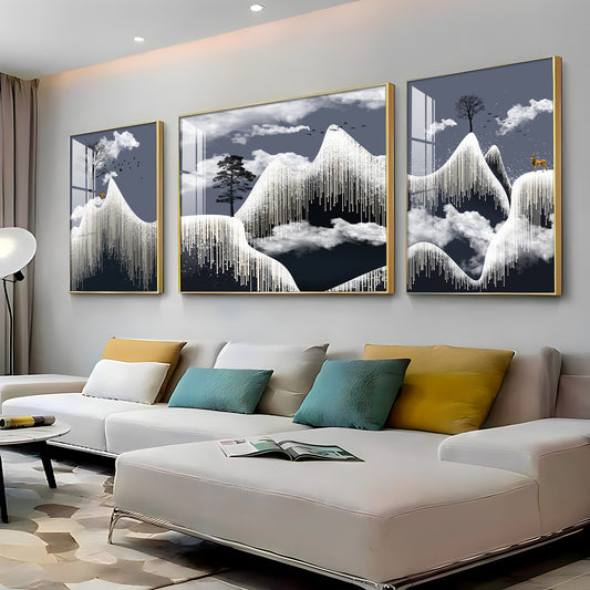 Alpine Dreamscape Glass Finish Wall Art (Set Of 3)