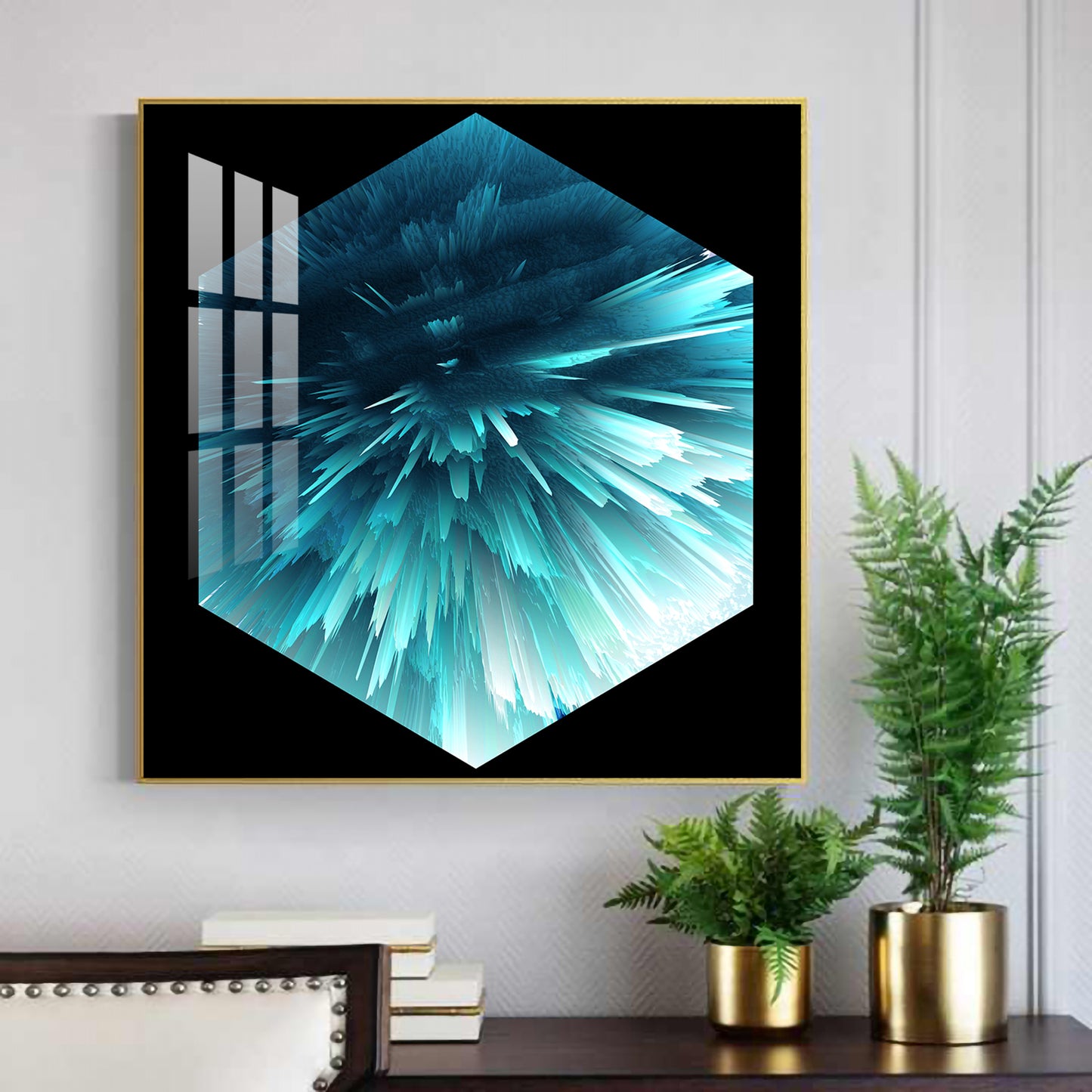 Oceanic Abstraction Glass Finish Square Wall Art