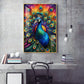 Beautiful Peacock Glass Finish Vertical Wall Art