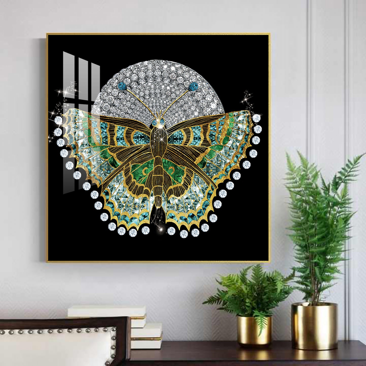 Butterfly Bliss Glass Finish Square Wall Art