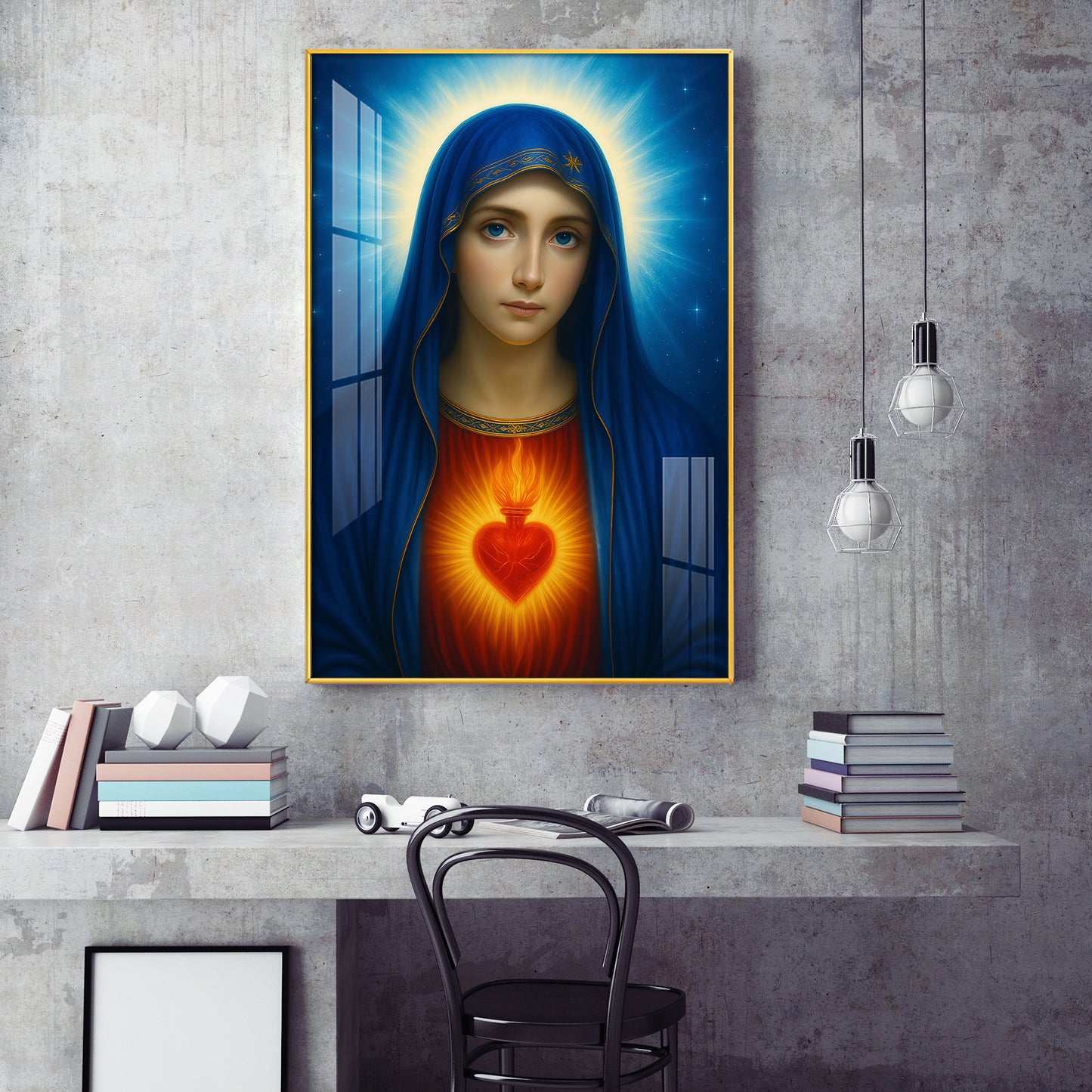 Mary Catholic Glass Finish Vertical Wall Art