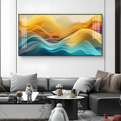 Waves Elegance Glass Finish Horizontal Wall Art