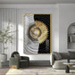 Golden Elegance Glass Finish Vertical Wall Art