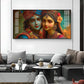 Lord Shri Radha And Krishna Loving Glass Finish Horizontal Wall Art