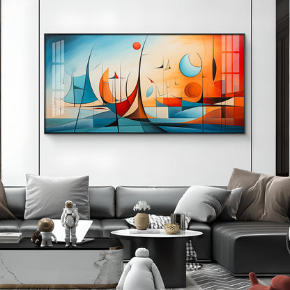 Beautiful Modern Abstract Glass Finish Horizontal Wall Art