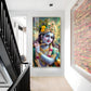 Hare Krishna Ji Glass Finish Vertical Wall Art