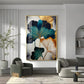 Green And White Petals Glass Finishh Vertical Wall Art