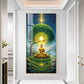 Meditating Buddha In Nature Glass Finish Vertical Wall Art