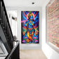 Jai Shree Krishna Glass Finish Vertical Wall Art