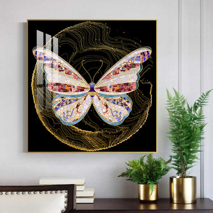 Nocturnal Wings Glass Finish Square Wall Art