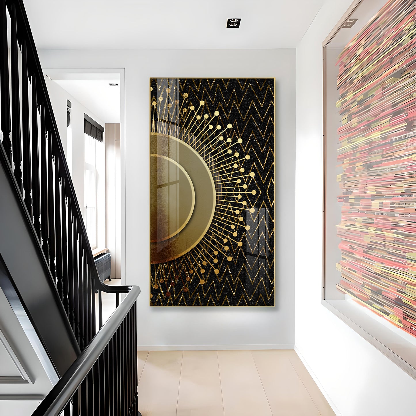 Striped Opulence Glass Finish Vertical Wall Art