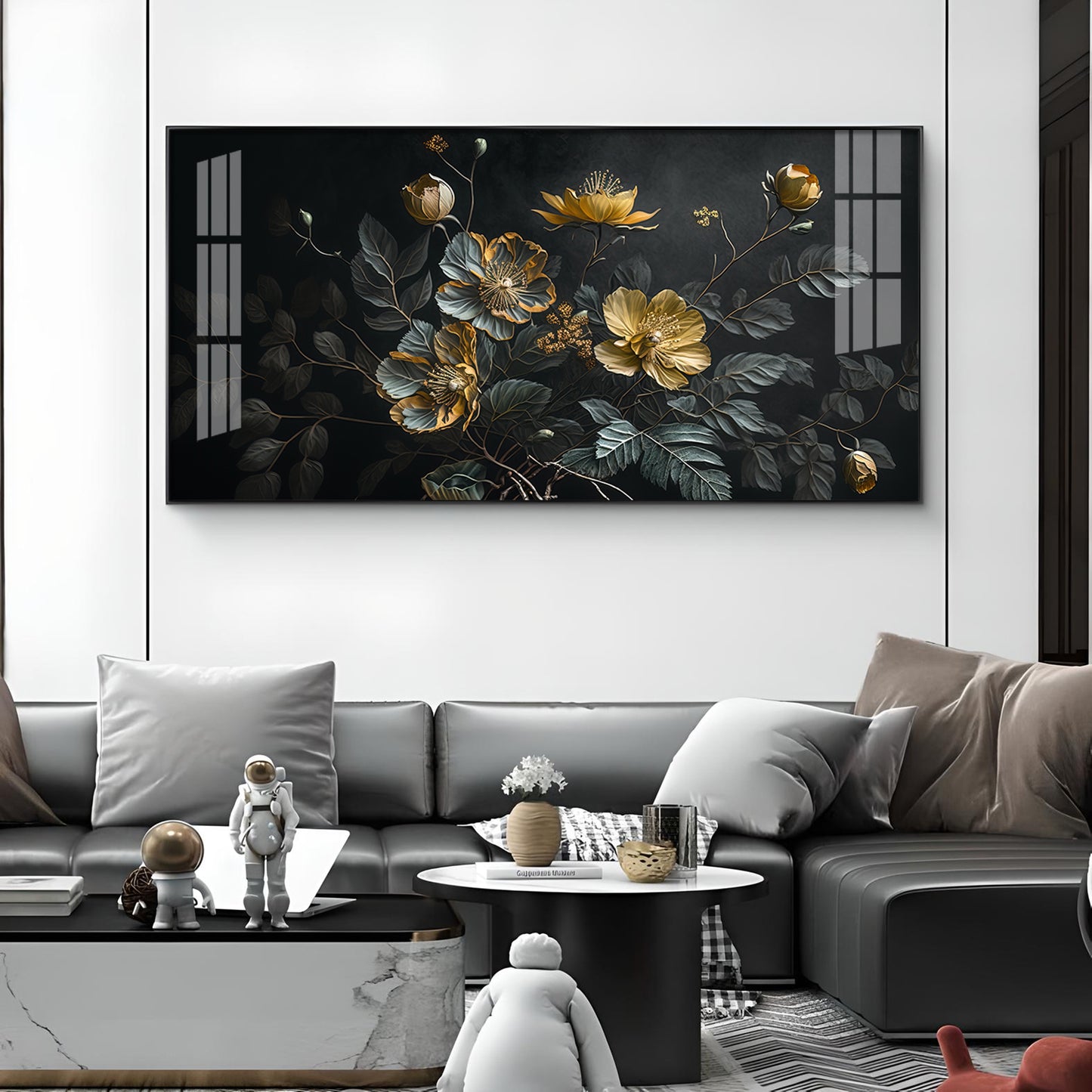 Amazing Flower Blooming Glass Finish Horizontal Wall Art