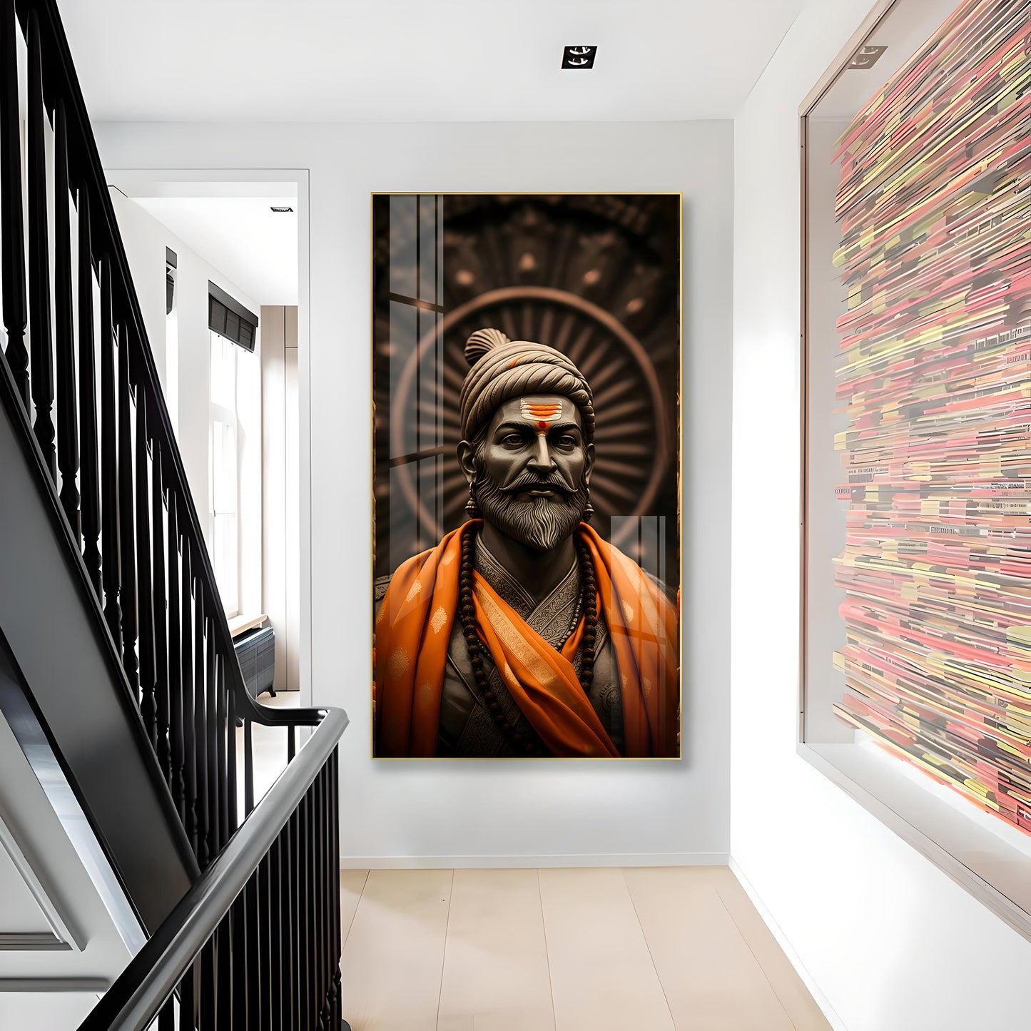 Chhatrapati Shivaji Maharaj Ji Glass Finish Vertical Wall Art