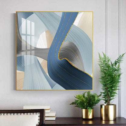 Blue Abstraction Glass Finish Square Wall Art