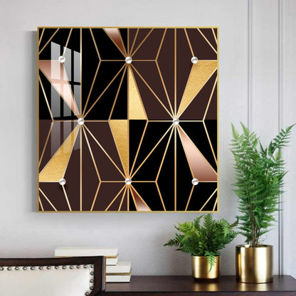 Geometric Glamour Glass Finish Square Wall Art