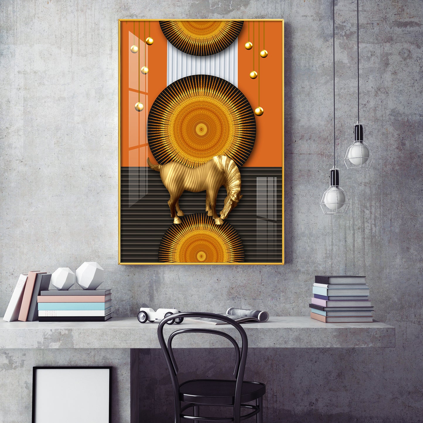 Equus In Stillness Glass Finish Vertical Wall Art