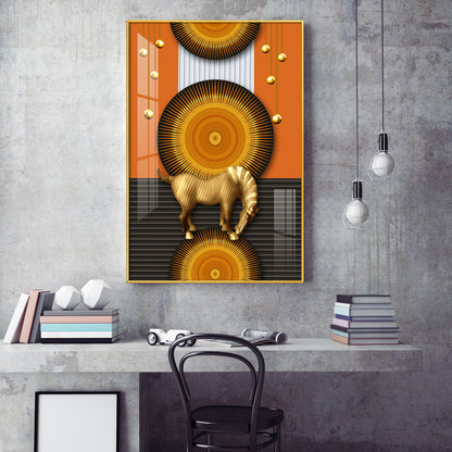 Equus In Stillness Glass Finish Vertical Wall Art