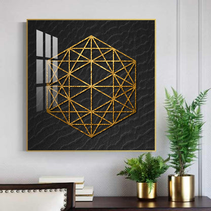 Geometric Elegance Glass Finish Square Wall Art