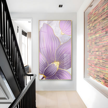 Purple Orchid Glass Finish Vertical Wall Art