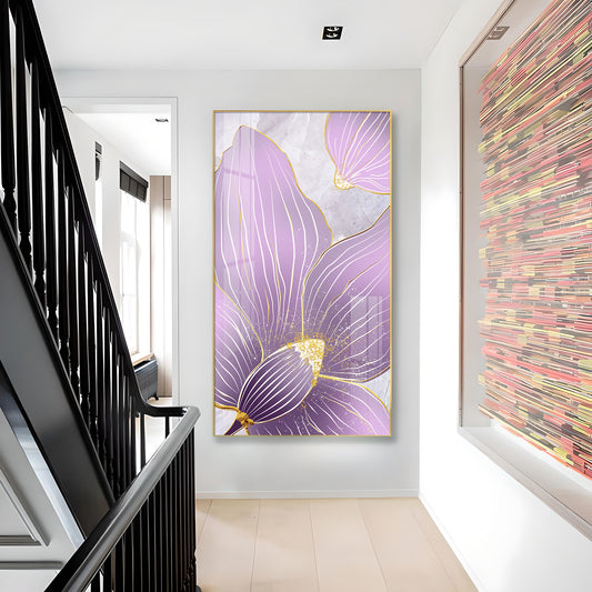 Purple Orchid Glass Finish Vertical Wall Art