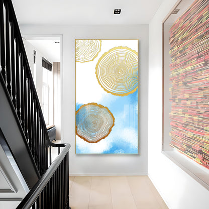 Blue Serenity Rings Glass Finish Vertical Wall Art