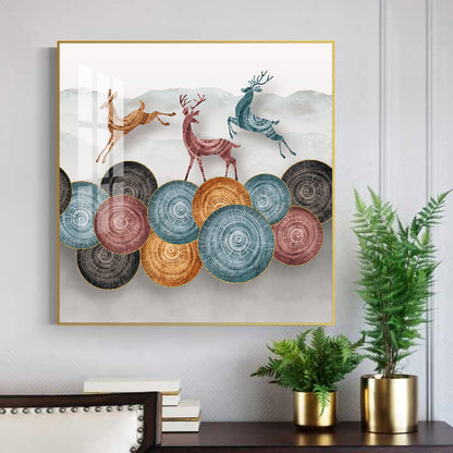 Deer’s Odyssey Glass Finish Square Wall Art