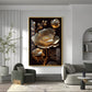 Midnight Floral Symphony Glass Finish Vertical Wall Art
