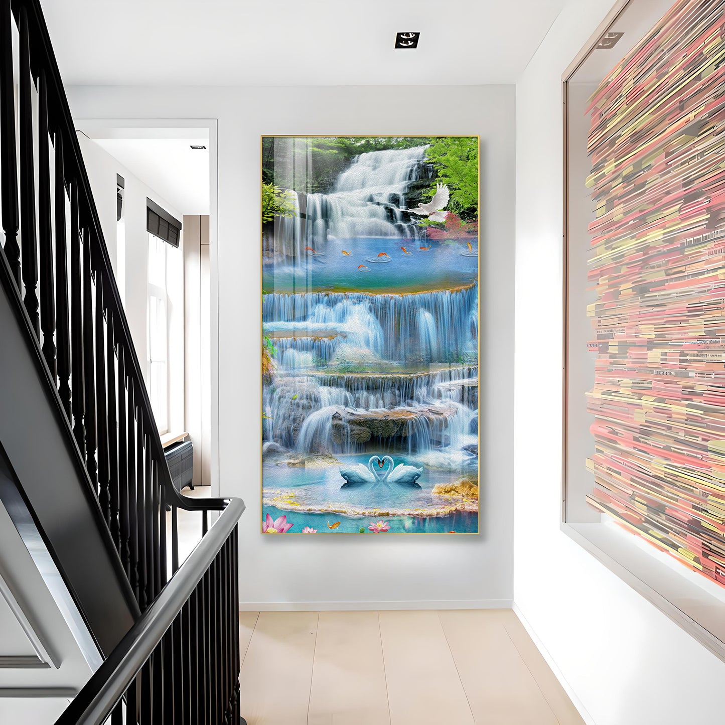 Ethereal Waterscape Glass Finish Vertical Wall Art