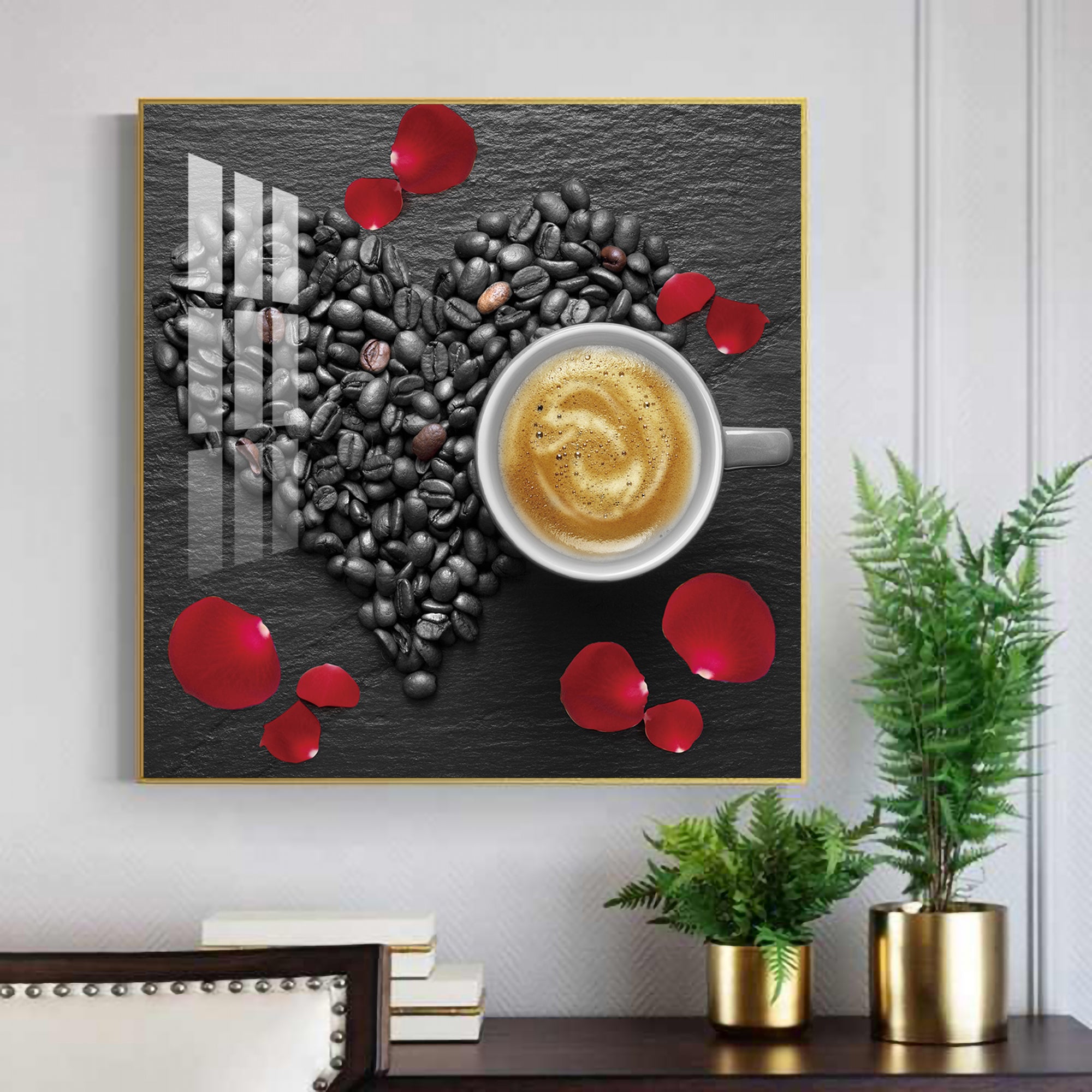 Coffee Charm Glass Finish Square Wall Art