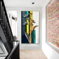 Gilded Floral Glass Finish Vertical Wall Art