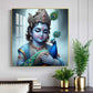 Baby Krishna With Peacock Glass Finish Square Wall Art