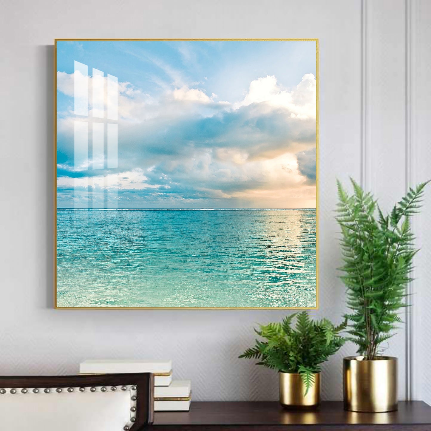 Celestial Ocean Glass Finish Square Wall Art