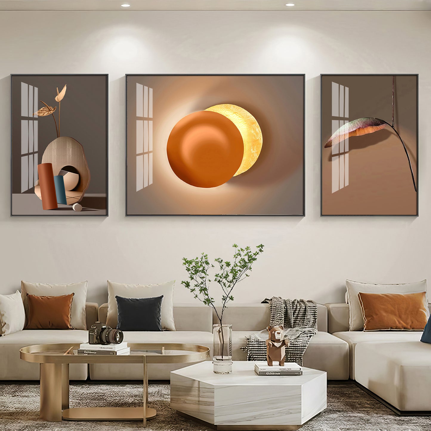 Serenity Set Glass Finish Wall Art (Set Of 3)