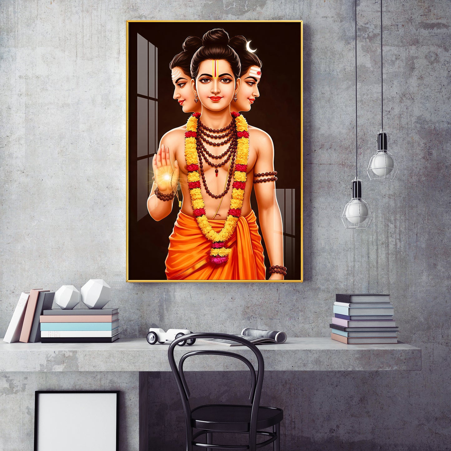 Lord Dattatreya Glass Finish Vertical Wall Art