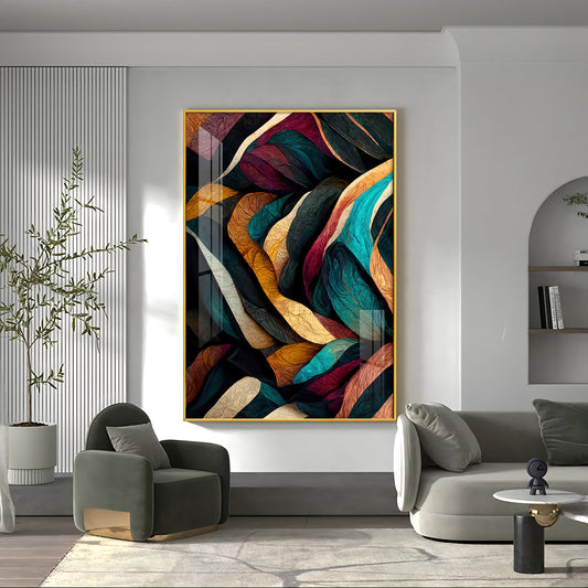 Colorful Harmony Glass Finish Vertical Wall Art