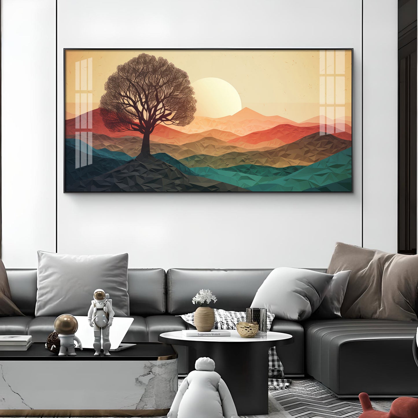 Majestic Sunlit Forest Glass Finish Horizontal Wall Art