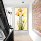Radiant Yellow Tulips Glass Finish Vertical Wall Art