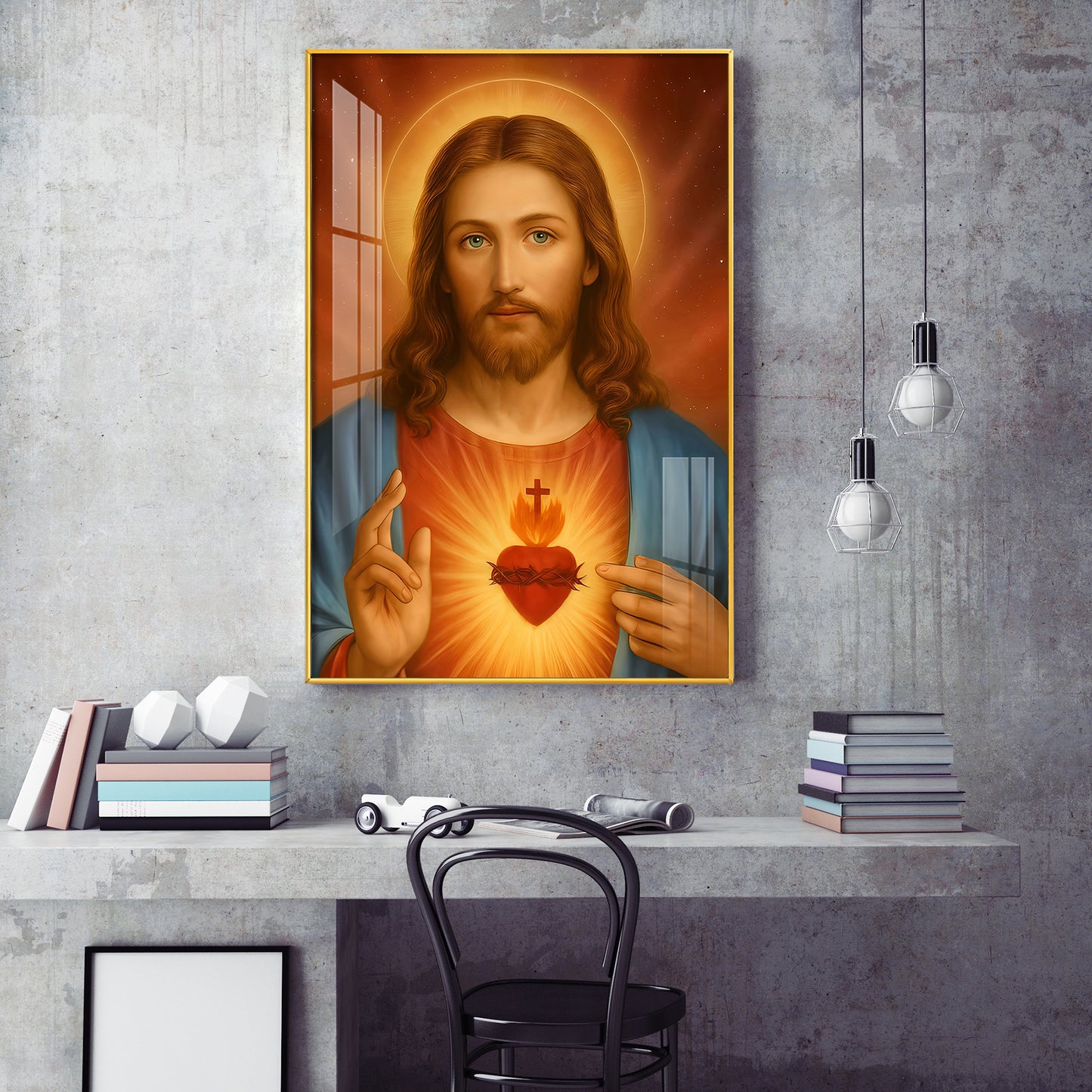 Father Lord Jesus Glass Finish Vertical Wall Art