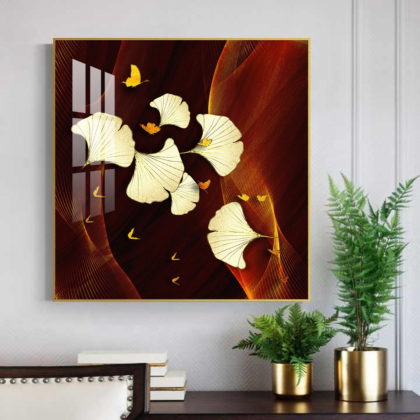 Floral Essence Glass Finish Square Wall Art