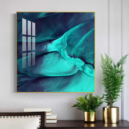 Azure Wave Masterpiece Glass Finish Square Wall Art